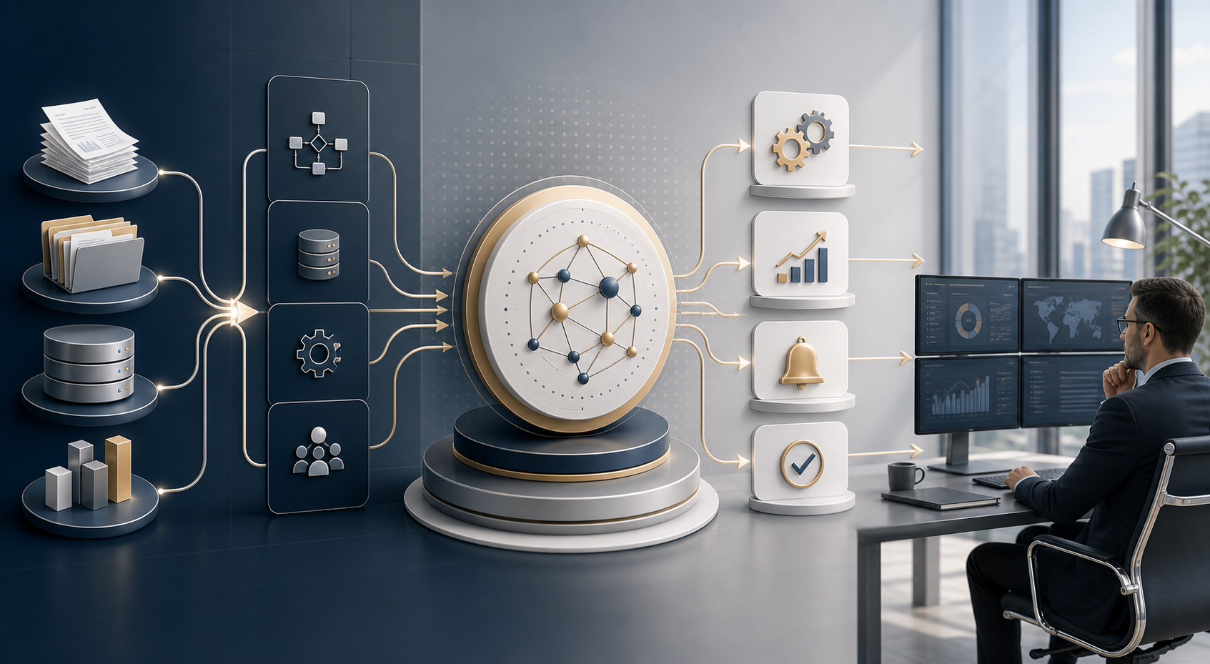 Custom AI applications connecting business information, workflows and human oversight