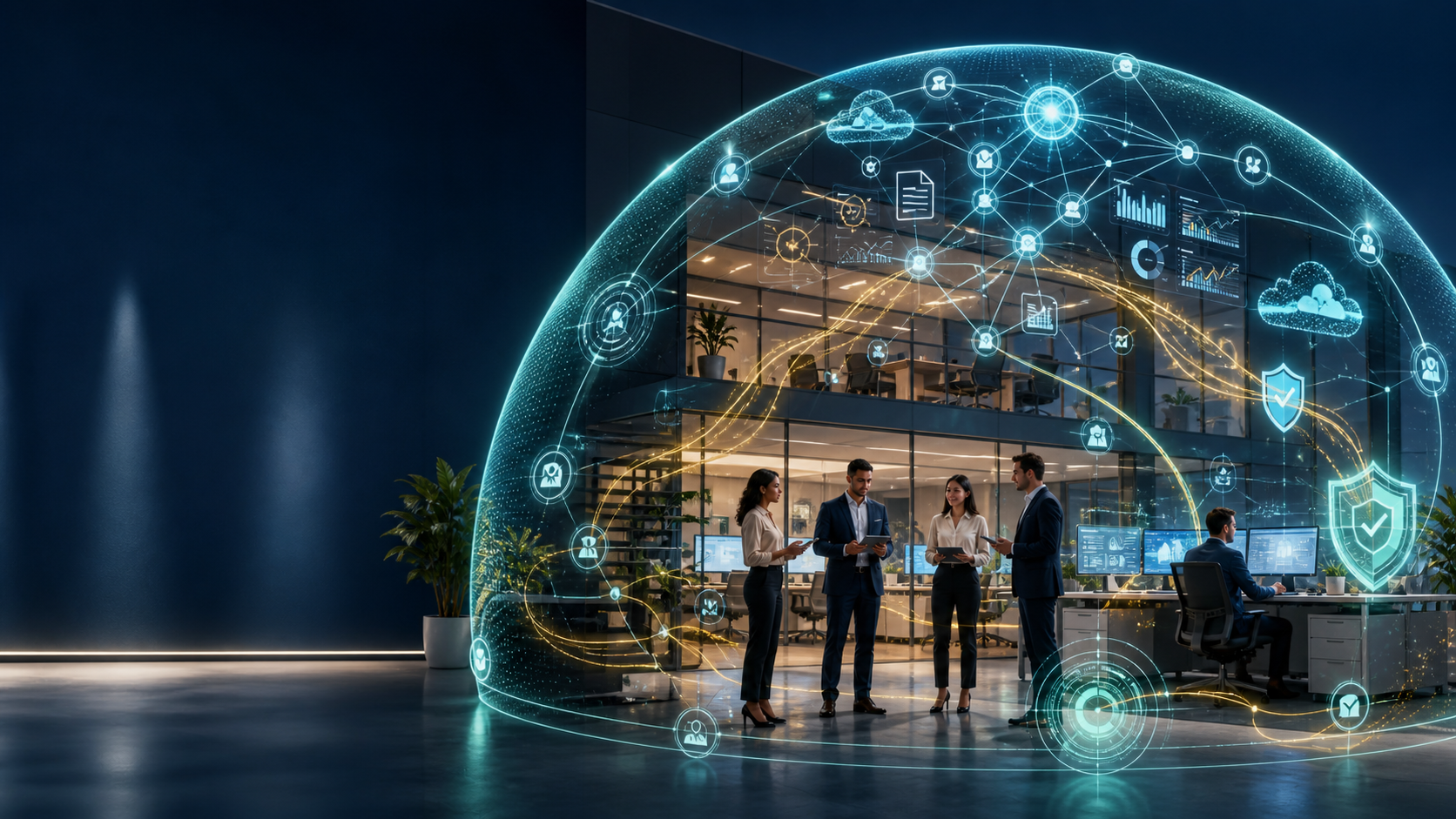 Business operations protected by cybersecurity and enhanced by artificial intelligence